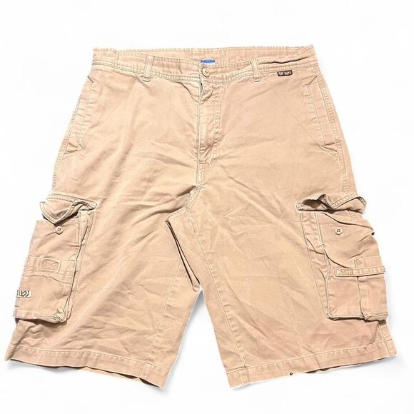 Vintage Y2K OP Ocean Pacific Cargo Brown Tan Shorts Spellout sz 33 - Picture 1 of 6